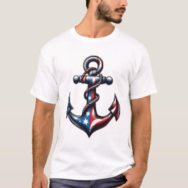 Patriottisch Anker 4 juli Boot Amerikaanse Vlag T-shirt