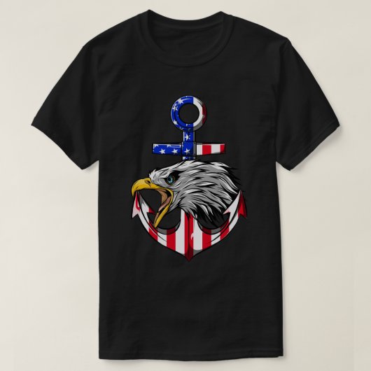 Patriottisch anker adelaar Amerikaanse vlag Memori T-shirt (Design voorkant)