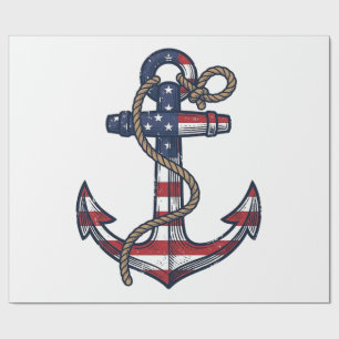 Patriottisch Anker Vintage Vector Design_1 Cadeaupapier