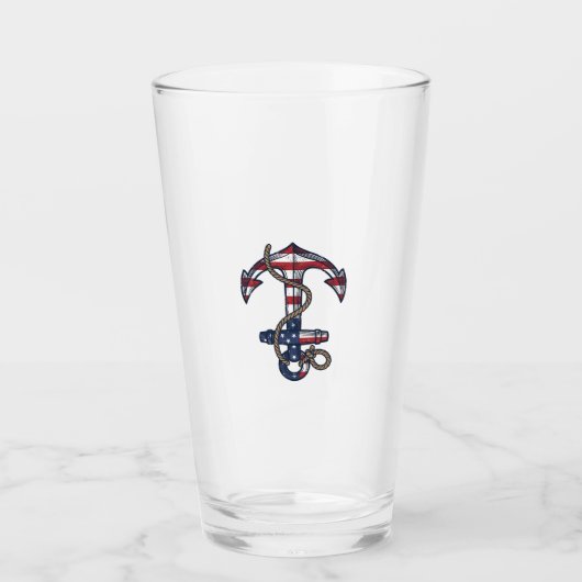 Patriottisch Anker Vintage Vector Design_1 Glas (Voorkant)