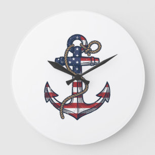 Patriottisch Anker Vintage Vector Design_1 Grote Klok