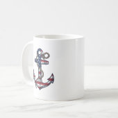 Patriottisch Anker Vintage Vector Design_1 Koffiemok (Voorkant links)