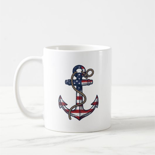 Patriottisch Anker Vintage Vector Design_1 Koffiemok (Links)