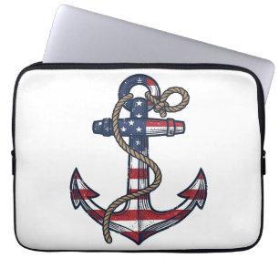 Patriottisch Anker Vintage Vector Design_1 Laptop Sleeve