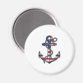 Patriottisch Anker Vintage Vector Design_1 Magneet (Voorkant / Achterkant)