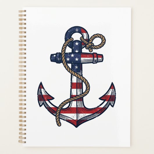 Patriottisch Anker Vintage Vector Design_1 Planner (Voorkant)