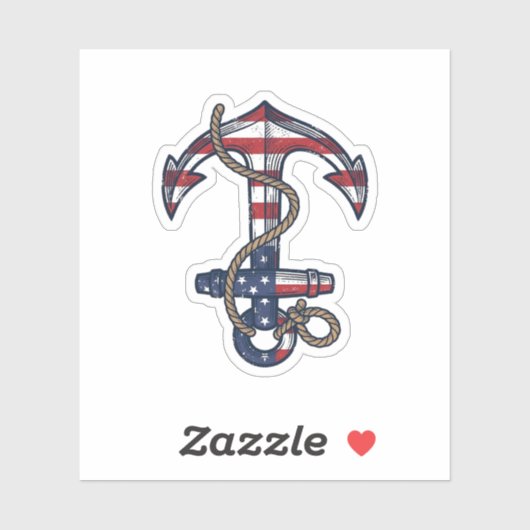 Patriottisch Anker Vintage Vector Design_1 Sticker (Vel)