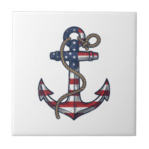 Patriottisch Anker Vintage Vector Design_1 Tegeltje