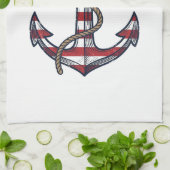 Patriottisch Anker Vintage Vector Design_1 Theedoek (Gevouwen)