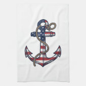 Patriottisch Anker Vintage Vector Design_1 Theedoek (Verticaal)