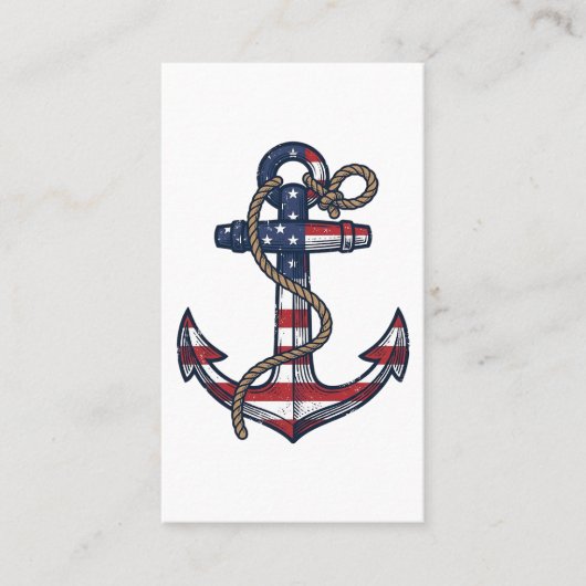 Patriottisch Anker Vintage Vector Design_1 Visitekaartje (Voorkant)