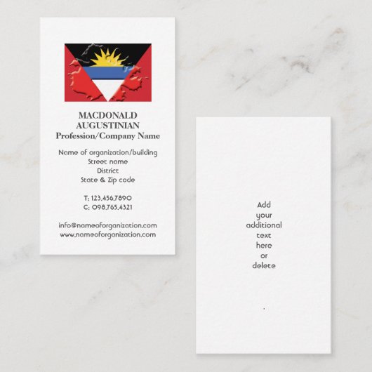 Patriottisch | ANTIGUA-VLAG | Foto-Visitekaartje Visitekaartje (Voorkant / Achterkant)