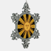 Patriottisch Argentina Golden Sun, Sol de Mayo Tin Sneeuwvlok Ornament (Links)