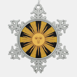 Patriottisch Argentina Golden Sun, Sol de Mayo Tin Sneeuwvlok Ornament