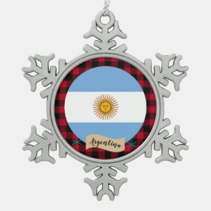 Patriottisch Argentinië, buffelplein, Argentijnse Tin Sneeuwvlok Ornament