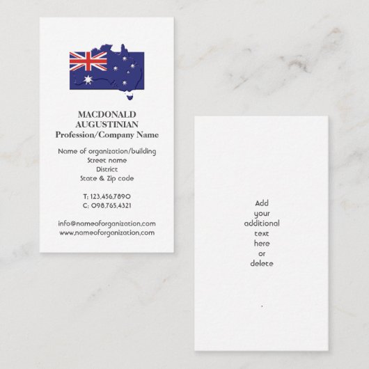 patriottisch | AUSTRALISCHE VLAG | Foto Visitekaar Visitekaartje (Voorkant / Achterkant)