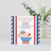 Patriottisch Baby in Carriage Baby shower Invitati Kaart (Staand voorkant)