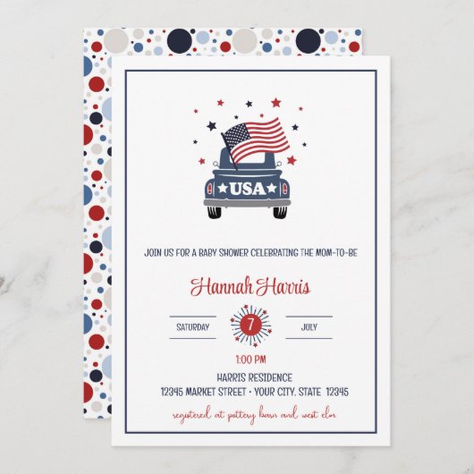 Patriottisch Baby shower Kaart (Voorkant / Achterkant)