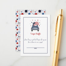 Patriottisch Baby shower Luier Raffle Kaart