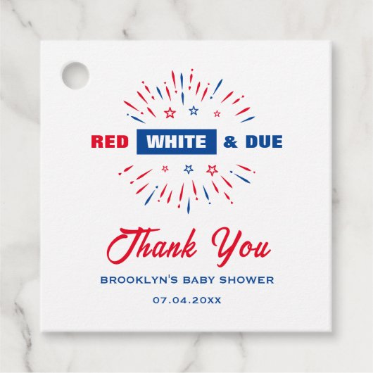 Patriottisch Baby shower Red White en due Bedankjes Labels (Voorkant)