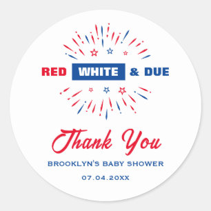 Patriottisch Baby shower Red White en due Ronde Sticker