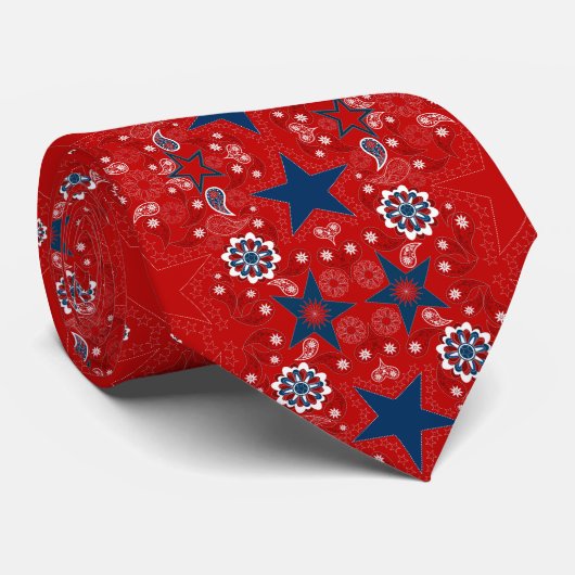 Patriottisch Bandana Paisley Stropdas (Opgerold)