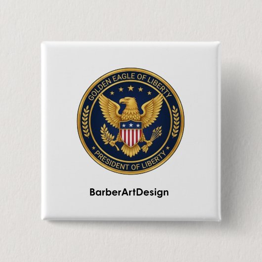 Patriottisch Barbiers Eenheidsschild - Professione Vierkante Button 5,1 Cm (Voorkant)