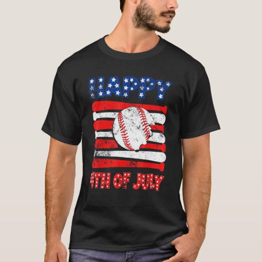 Patriottisch Baseball, 4 juli Man VS Amerikaans Fl T-shirt (Voorkant)