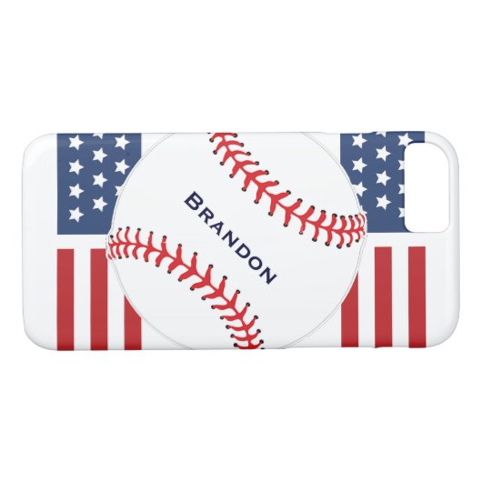 Patriottisch Baseball Design iPhone 7 Plus Hoesje (Achterkant (Horizontaal))