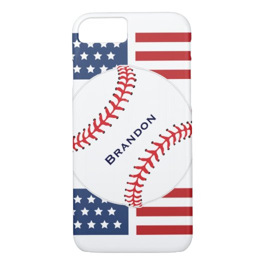 Patriottisch Baseball Design iPhone 7 Plus Hoesje (Achterkant)