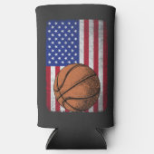 Patriottisch basketbal 4 juli Amerikaanse vlag Seltzer Blikjeskoeler (Voorkant)