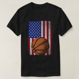 Patriottisch basketbal 4 juli Amerikaanse vlag T-shirt