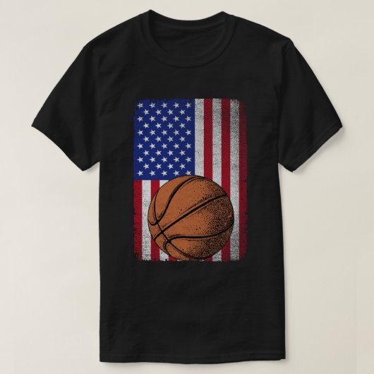 Patriottisch basketbal 4 juli Amerikaanse vlag T-shirt (Design voorkant)