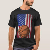 Patriottisch basketbal 4 juli Amerikaanse vlag T-shirt (Voorkant)