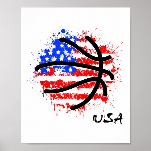 Patriottisch Basketbal 4 juli Mannen VS Amerikaans Poster (Voorkant)