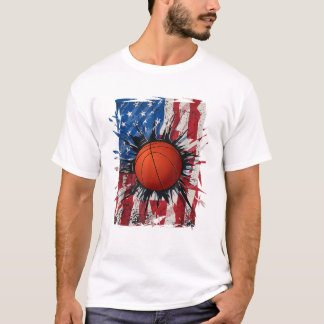 Patriottisch Basketbal 4 juli T-shirt