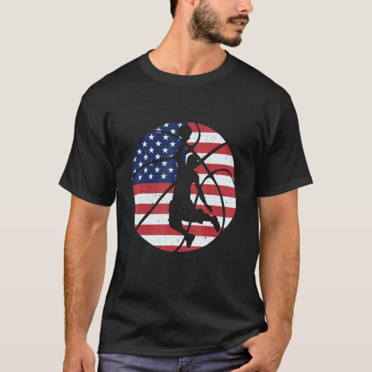 Patriottisch Basketball 4 juli Man Amerikaanse vla T-shirt (Voorkant)