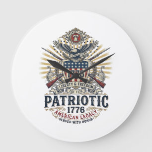 Patriottisch Battleschild 1776 Militair Geïnspiree Grote Klok