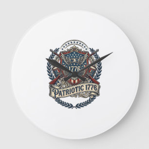 Patriottisch Battleschild 1776 Militair Geïnspiree Grote Klok