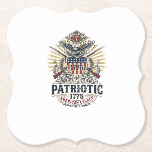 Patriottisch Battleschild 1776 Militair Geïnspiree Kartonnen Onderzetters