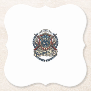 Patriottisch Battleschild 1776 Militair Geïnspiree Kartonnen Onderzetters