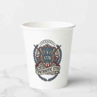 Patriottisch Battleschild 1776 Militair Geïnspiree Papieren Bekers