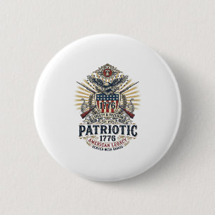 Patriottisch Battleschild 1776 Militair Geïnspiree Ronde Button 5,7 Cm