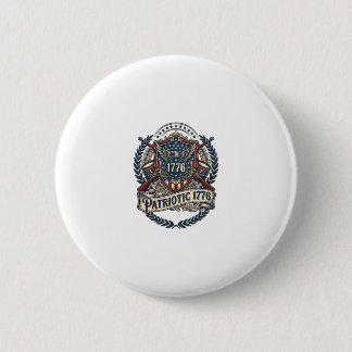 Patriottisch Battleschild 1776 Militair Geïnspiree Ronde Button 5,7 Cm