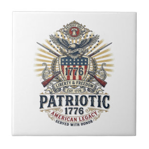Patriottisch Battleschild 1776 Militair Geïnspiree Tegeltje