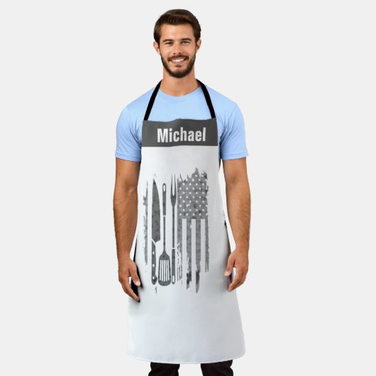 Patriottisch BBQ-schort - Grappig vlaggrilmasterca Schort (Gedragen)
