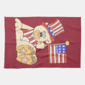 Patriottisch Beer met Flag Kitchen Towel Theedoek (Horizontaal)
