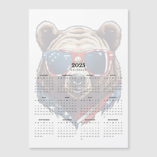 Patriottisch Beer Rood Wit Blauw 2025 Magneet Kale (Voorkant)