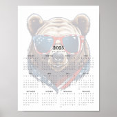 Patriottisch Beer Rood Wit en Blauw 2025 Kalender Poster (Voorkant)