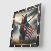 Patriottisch Beer Wildlife Forest Vierkante Klok (Hoek)